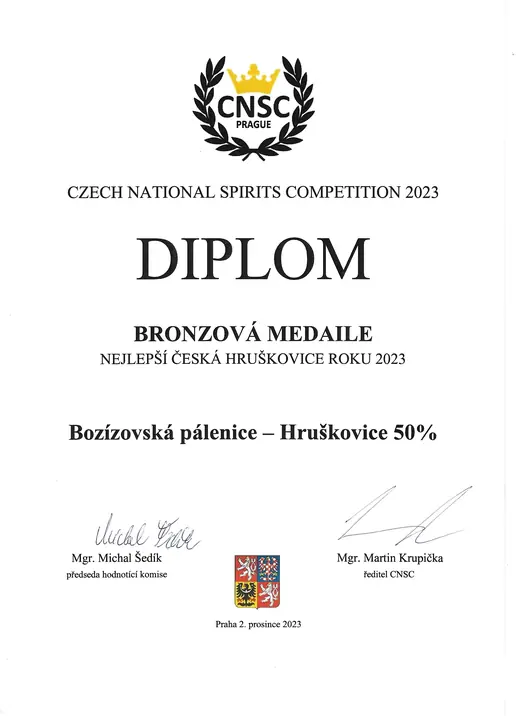 Diplom: Hruškovice roku 2023 - bronz